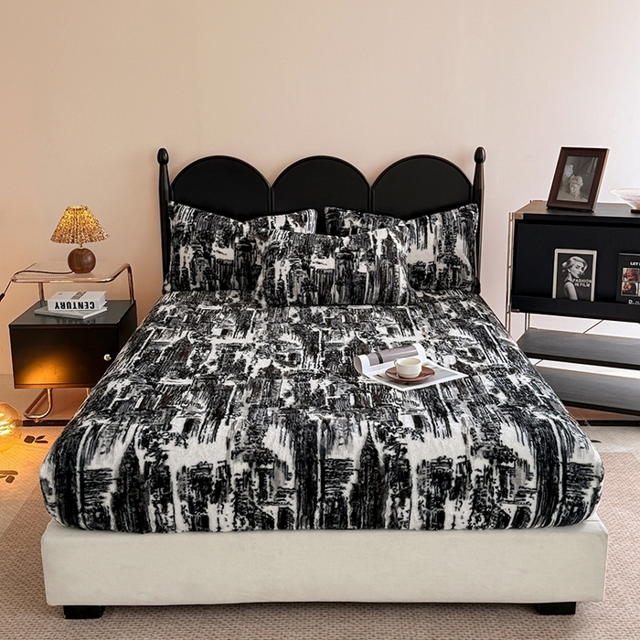 91家纺网 家纺一手货源 找家纺 慕梵家居 2025新款兔绒床笠单品单床笠床笠单件 时空叠影