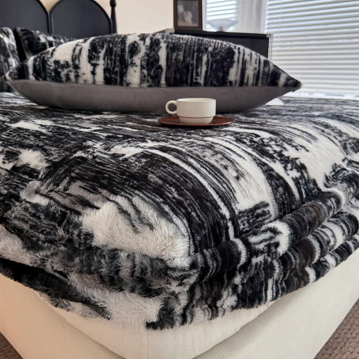 91家纺网 家纺一手货源 找家纺 慕梵家居 2025新款兔绒床笠单品单床笠床笠单件 时空叠影