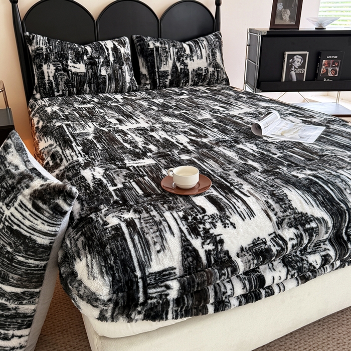 91家纺网 家纺一手货源 找家纺 慕梵家居 2025新款兔绒床笠单品单床笠床笠单件 时空叠影