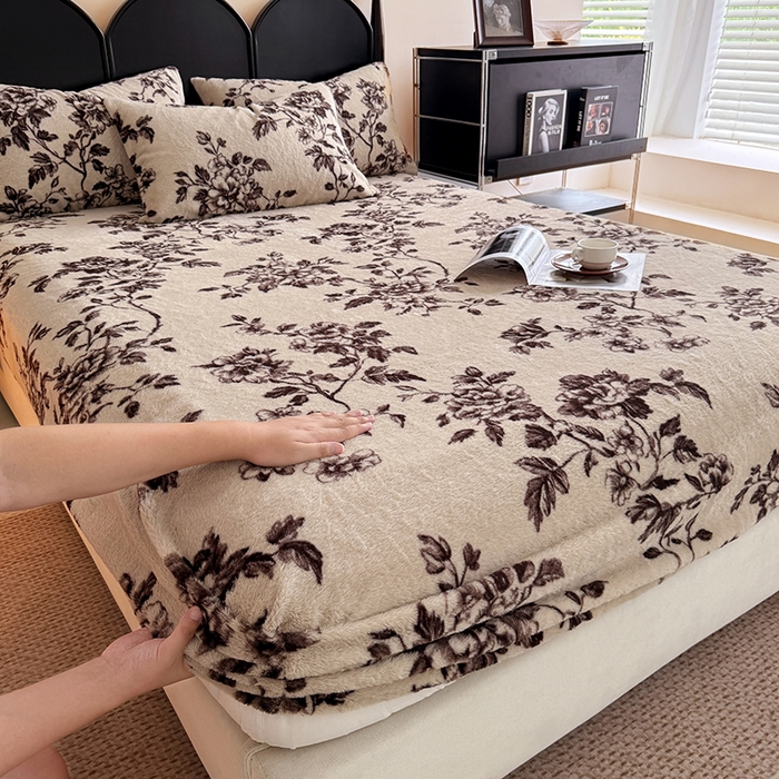 慕梵家居 2025新款兔绒床笠单品单床笠床笠单件 夜阑花魅