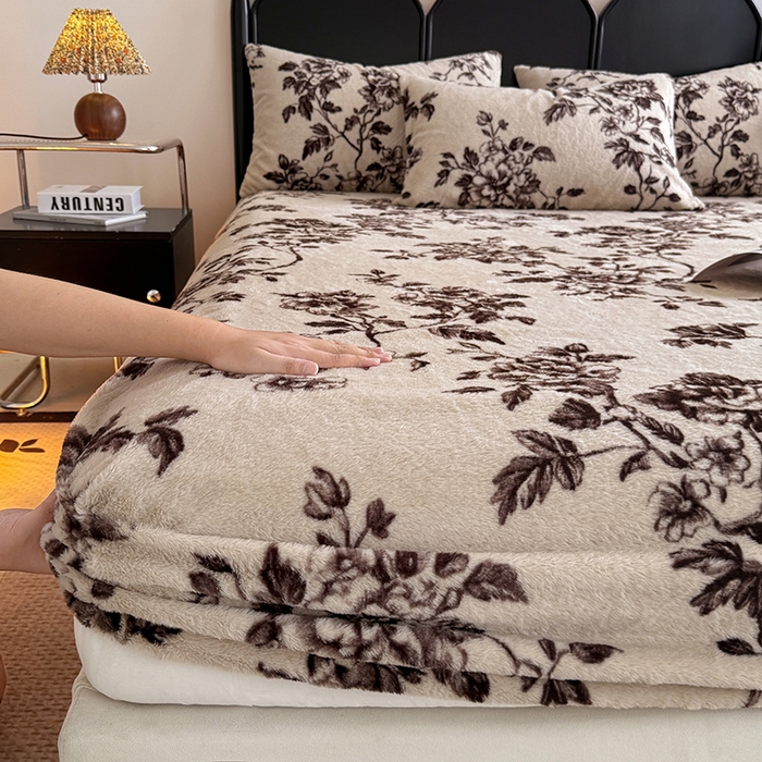 91家纺网 家纺一手货源 找家纺 慕梵家居 2025新款兔绒床笠单品单床笠床笠单件 夜阑花魅