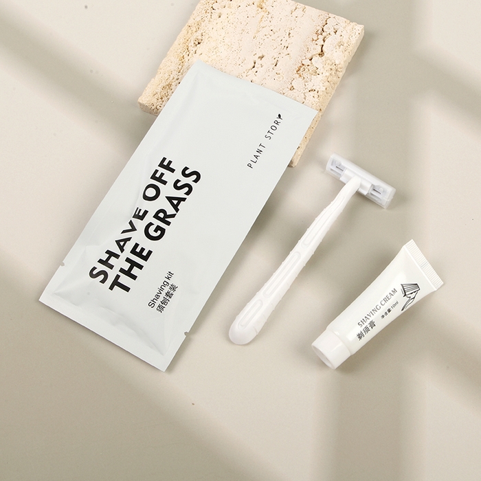 安力森/诚臻酒店用品 2025新款植物语三面封-全现货（酒店）系列-白膜三面封 白膜仿舒适剃须刀-单件 白膜三面封