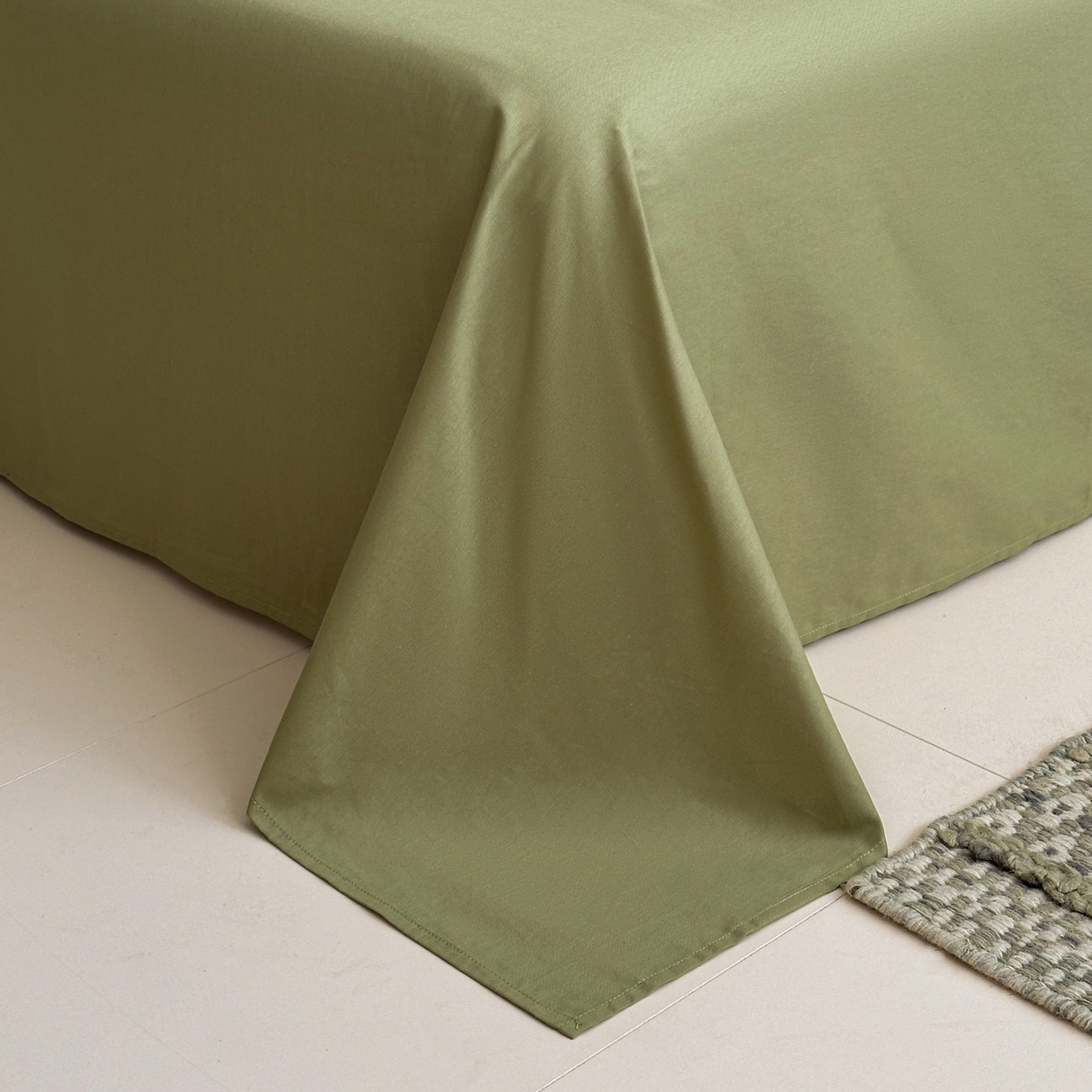 91家纺网 家纺一手货源 找家纺 慕尚家纺 2025新款全棉提花皱皱纱四件套 柔茵-草绿