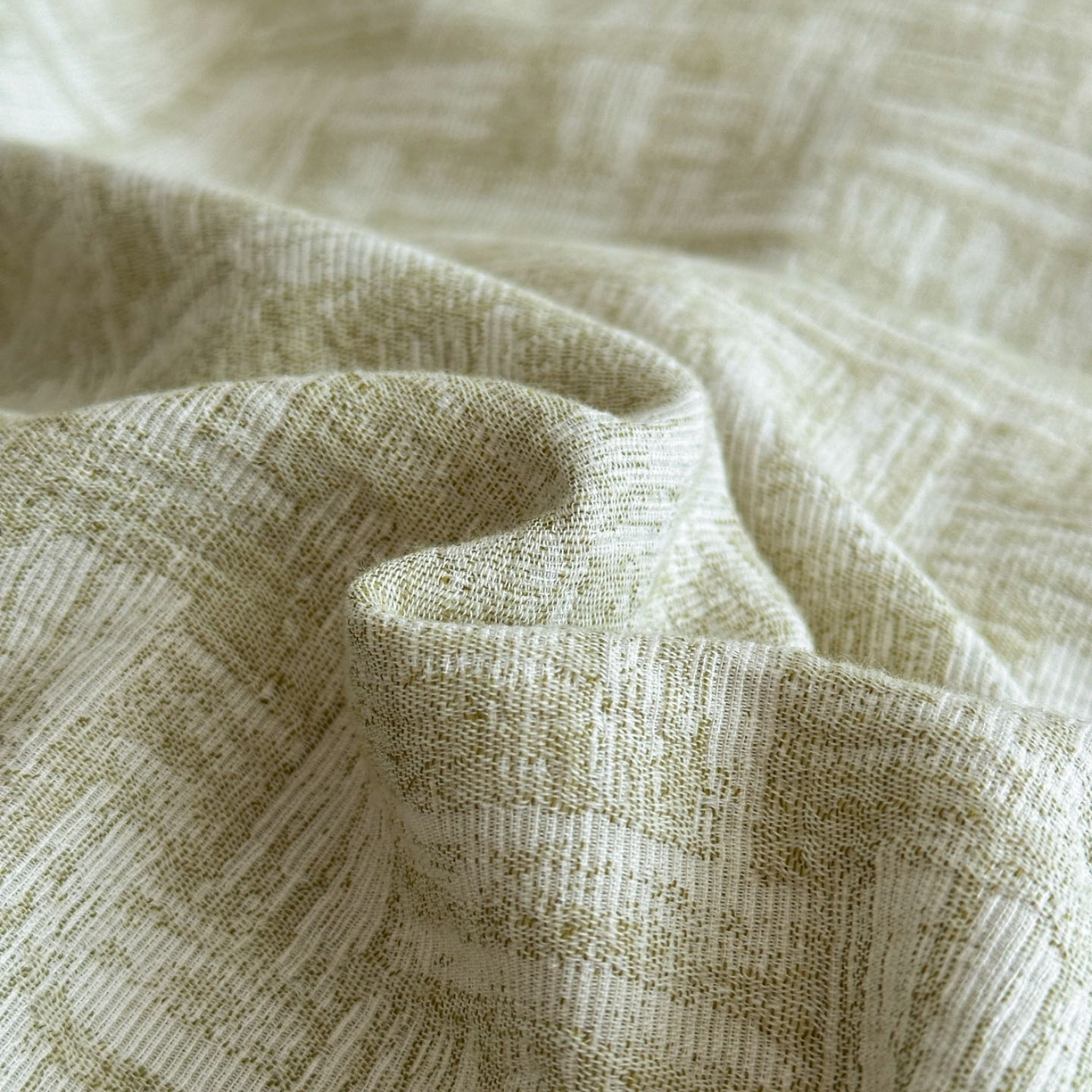 91家纺网 家纺一手货源 找家纺 慕尚家纺 2025新款全棉提花皱皱纱四件套 格纹-草绿