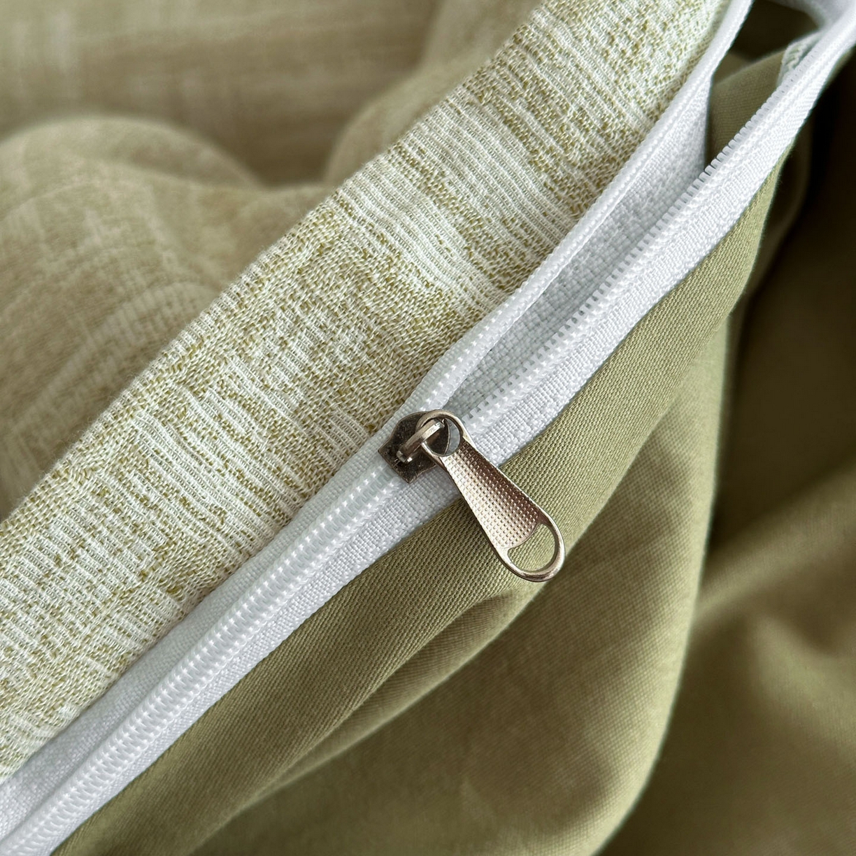 91家纺网 家纺一手货源 找家纺 慕尚家纺 2025新款全棉提花皱皱纱四件套 格纹-草绿