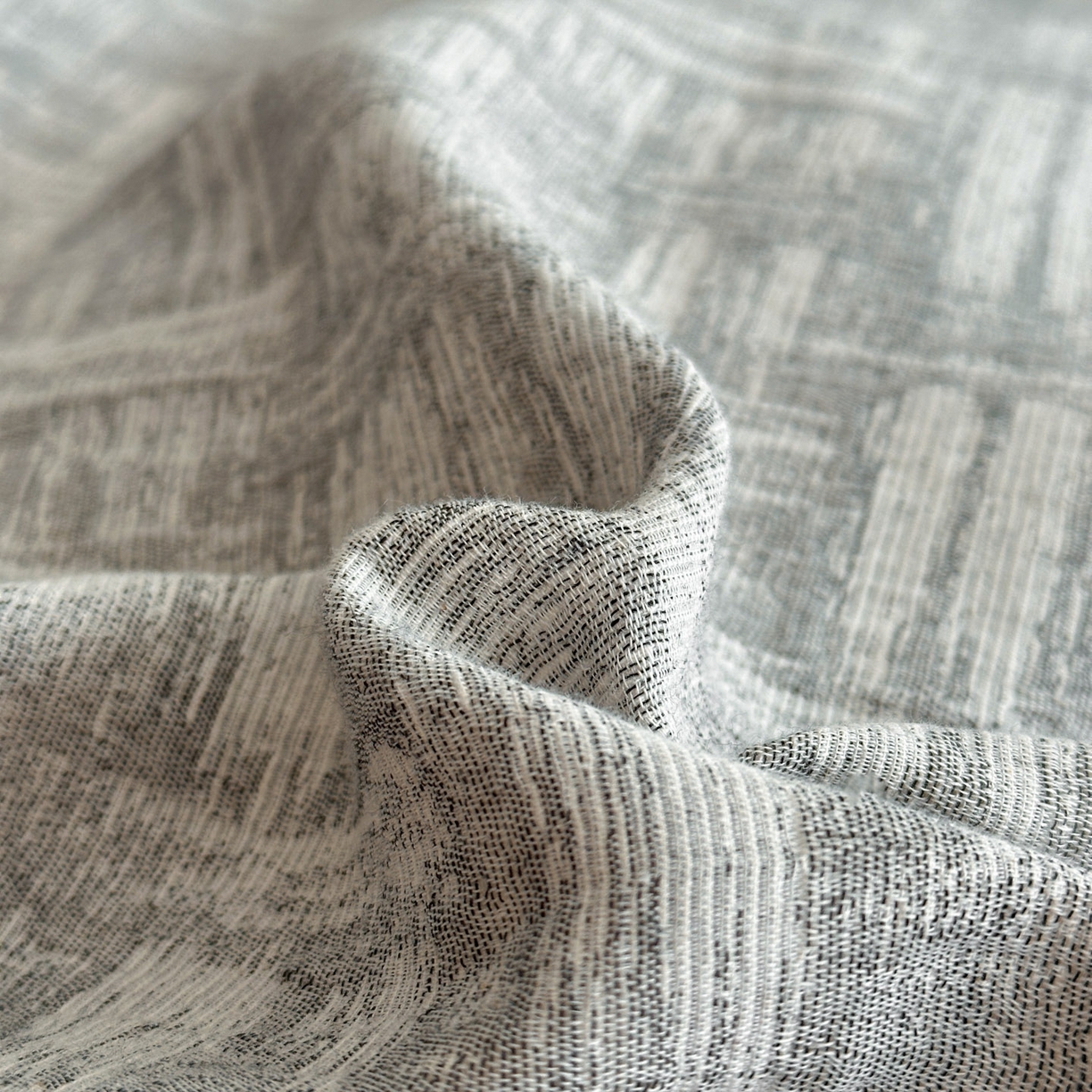 91家纺网 家纺一手货源 找家纺 慕尚家纺 2025新款全棉提花皱皱纱四件套 格纹-灰