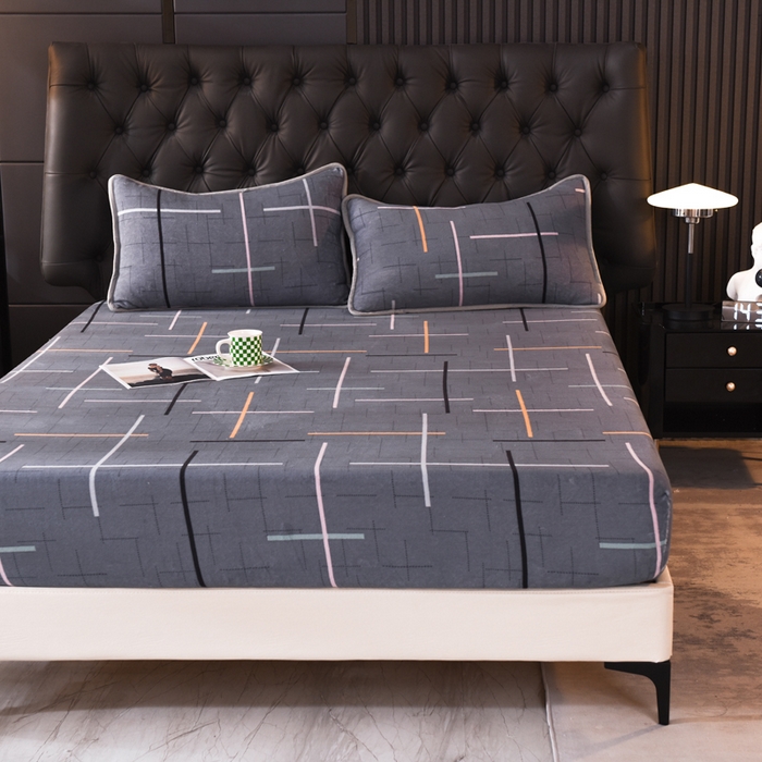 91家纺网 家纺一手货源 找家纺 518家纺 2025新款高克重印花牛奶绒单床笠可定制 优美生活