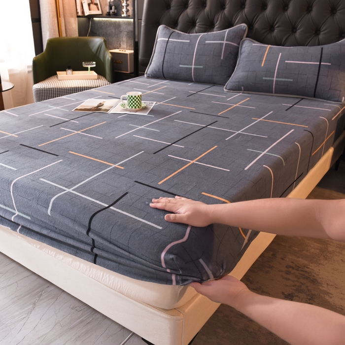 518家纺 2025新款高克重印花牛奶绒单床笠可定制 优美生活