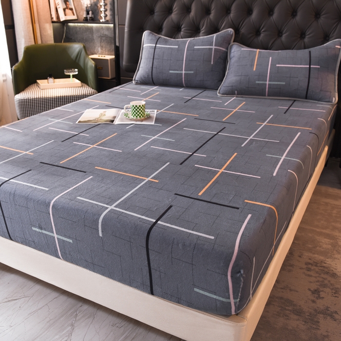 91家纺网 家纺一手货源 找家纺 518家纺 2025新款高克重印花牛奶绒单床笠可定制 优美生活