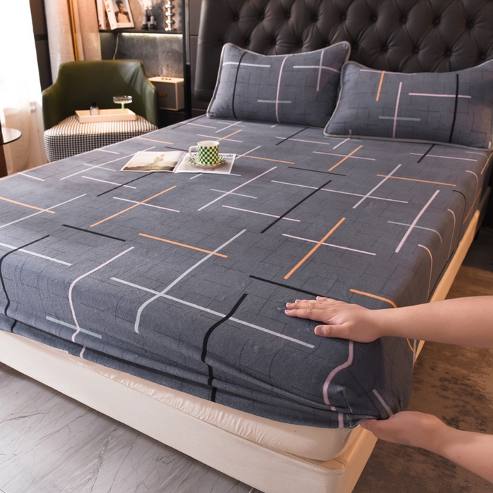 91家纺网 家纺一手货源 找家纺 518家纺 2025新款高克重印花牛奶绒单床笠可定制 优美生活