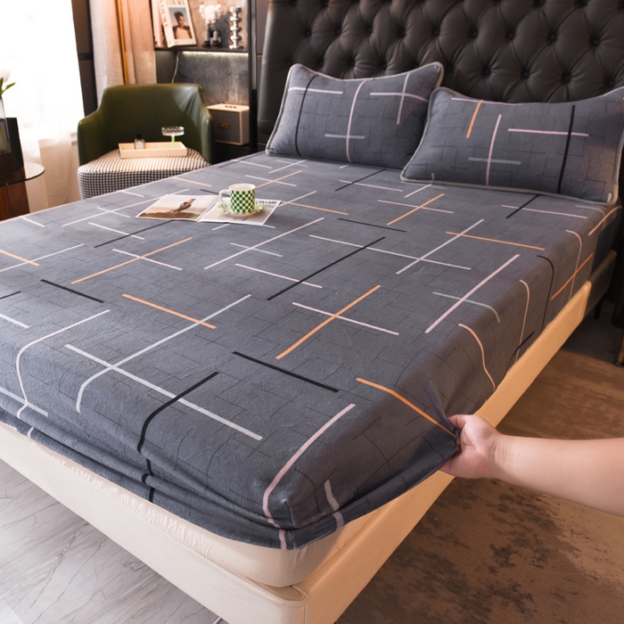 91家纺网 家纺一手货源 找家纺 518家纺 2025新款高克重印花牛奶绒单床笠可定制 优美生活