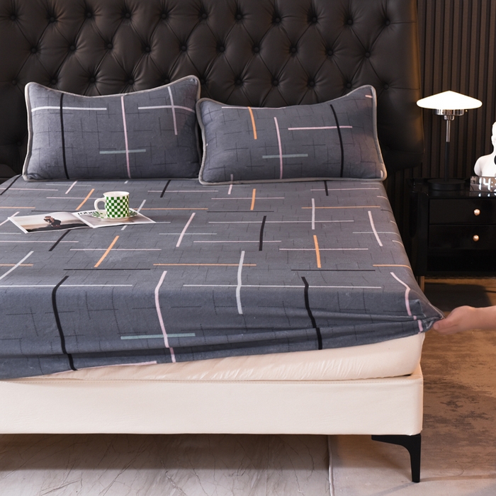 91家纺网 家纺一手货源 找家纺 518家纺 2025新款高克重印花牛奶绒单床笠可定制 优美生活