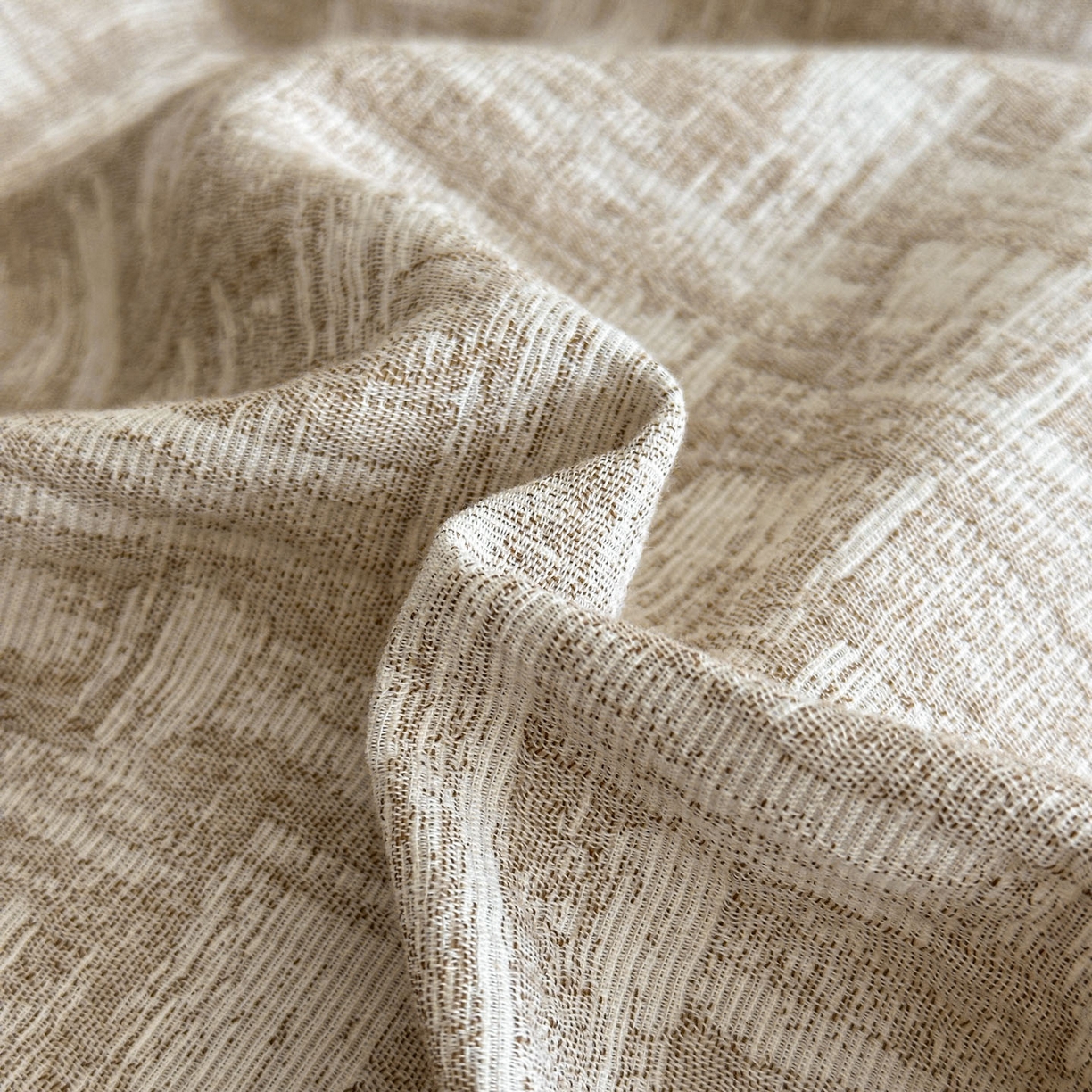 91家纺网 家纺一手货源 找家纺 慕尚家纺 2025新款全棉提花皱皱纱四件套 格纹-卡其