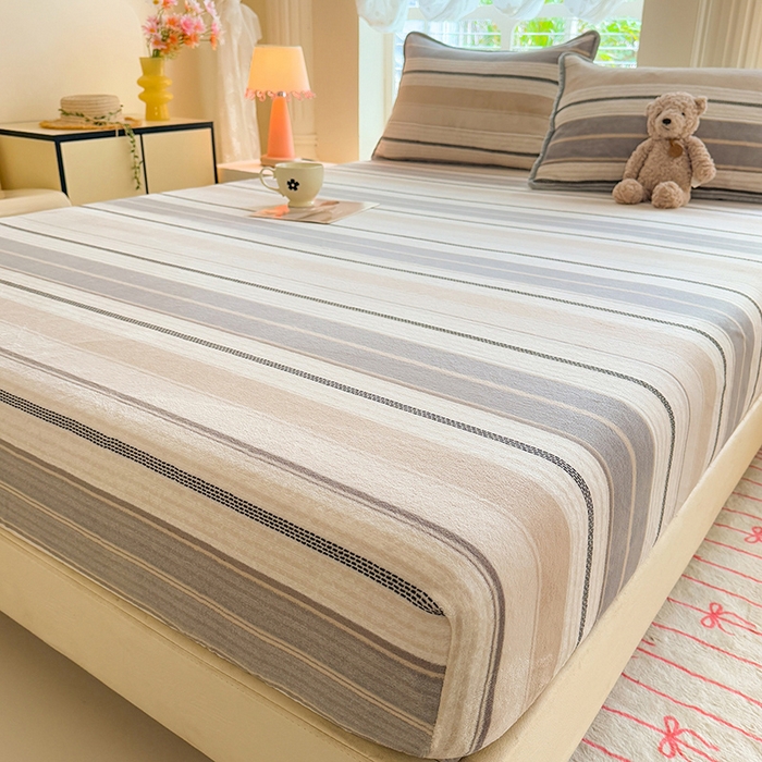 91家纺网 家纺一手货源 找家纺 518家纺 2025新款高克重印花牛奶绒单床笠可定制 摩登时尚