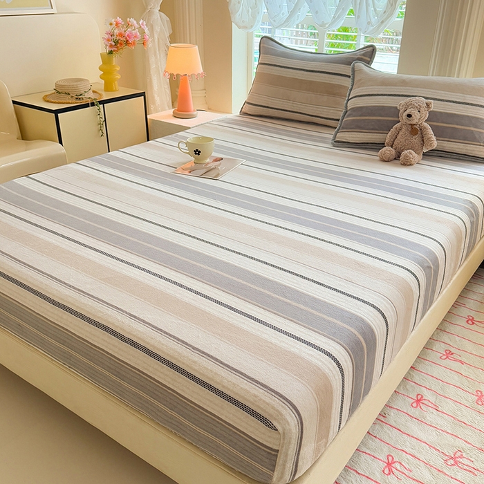 91家纺网 家纺一手货源 找家纺 518家纺 2025新款高克重印花牛奶绒单床笠可定制 摩登时尚