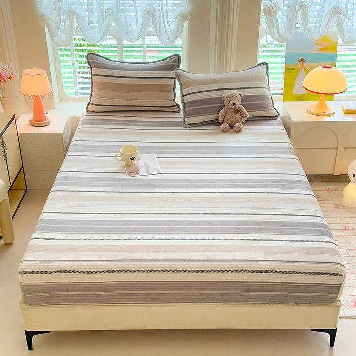 91家纺网 家纺一手货源 找家纺 518家纺 2025新款高克重印花牛奶绒单床笠可定制 摩登时尚