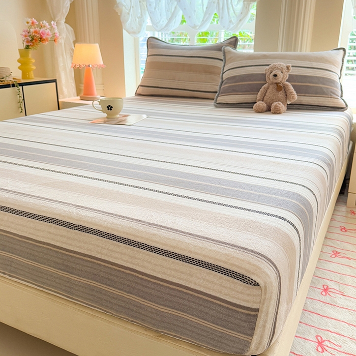 91家纺网 家纺一手货源 找家纺 518家纺 2025新款高克重印花牛奶绒单床笠可定制 摩登时尚