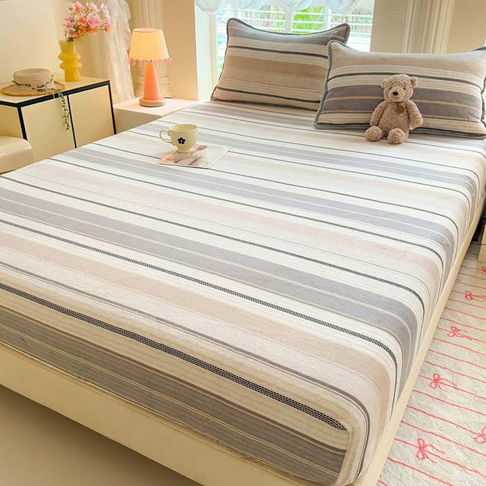 91家纺网 家纺一手货源 找家纺 518家纺 2025新款高克重印花牛奶绒单床笠可定制 摩登时尚