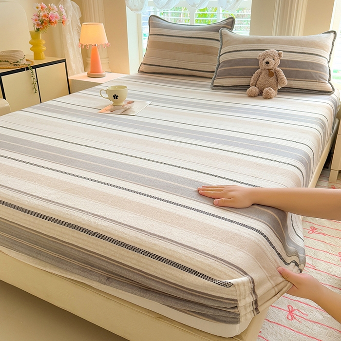 518家纺 2025新款高克重印花牛奶绒单床笠可定制 摩登时尚