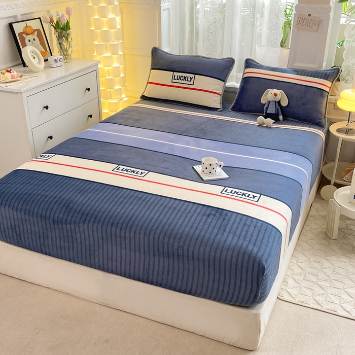 91家纺网 家纺一手货源 找家纺 518家纺 2025新款高克重印花牛奶绒单床笠可定制 清风韵律