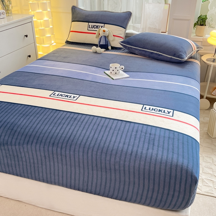 91家纺网 家纺一手货源 找家纺 518家纺 2025新款高克重印花牛奶绒单床笠可定制 清风韵律