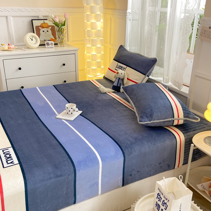 91家纺网 家纺一手货源 找家纺 518家纺 2025新款高克重印花牛奶绒单床笠可定制 清风韵律