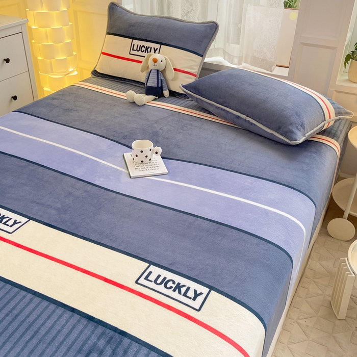 91家纺网 家纺一手货源 找家纺 518家纺 2025新款高克重印花牛奶绒单床笠可定制 清风韵律