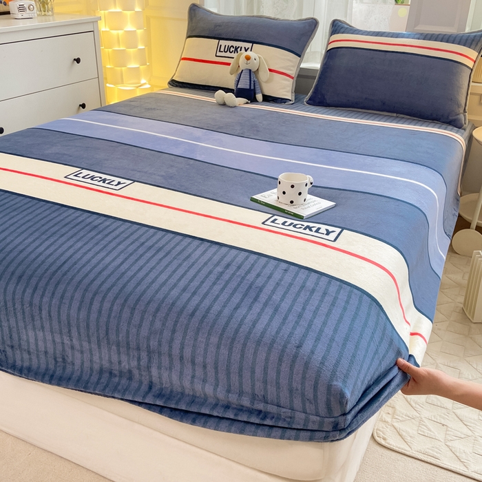 91家纺网 家纺一手货源 找家纺 518家纺 2025新款高克重印花牛奶绒单床笠可定制 清风韵律