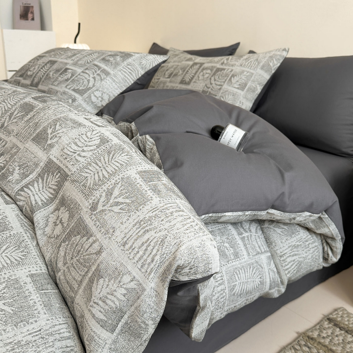 慕尚家纺 2025新款全棉提花皱皱纱四件套 消消乐-灰