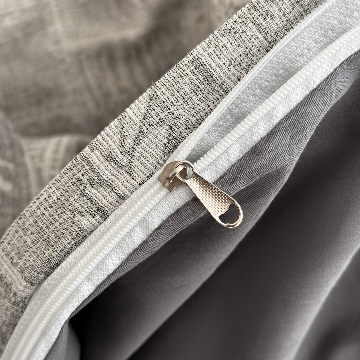 91家纺网 家纺一手货源 找家纺 慕尚家纺 2025新款全棉提花皱皱纱四件套 消消乐-灰