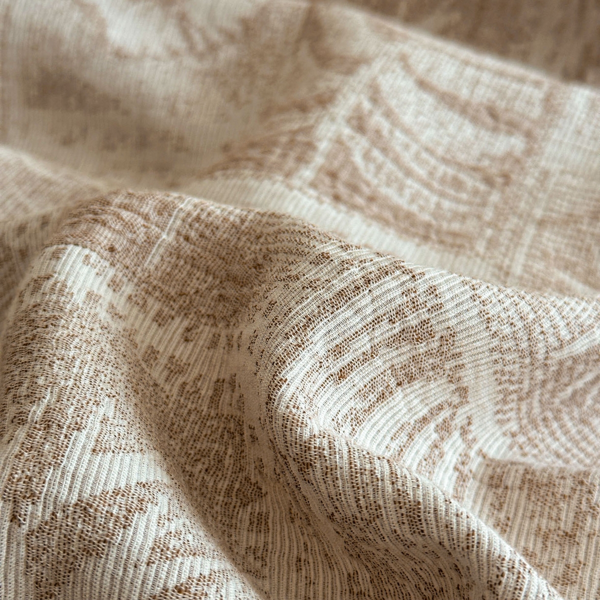 91家纺网 家纺一手货源 找家纺 慕尚家纺 2025新款全棉提花皱皱纱四件套 消消乐-卡其