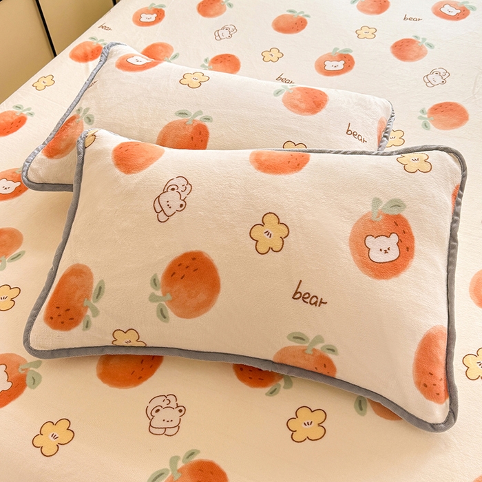 518家纺2025新款高克重200g印花牛奶绒单枕套 心想事成