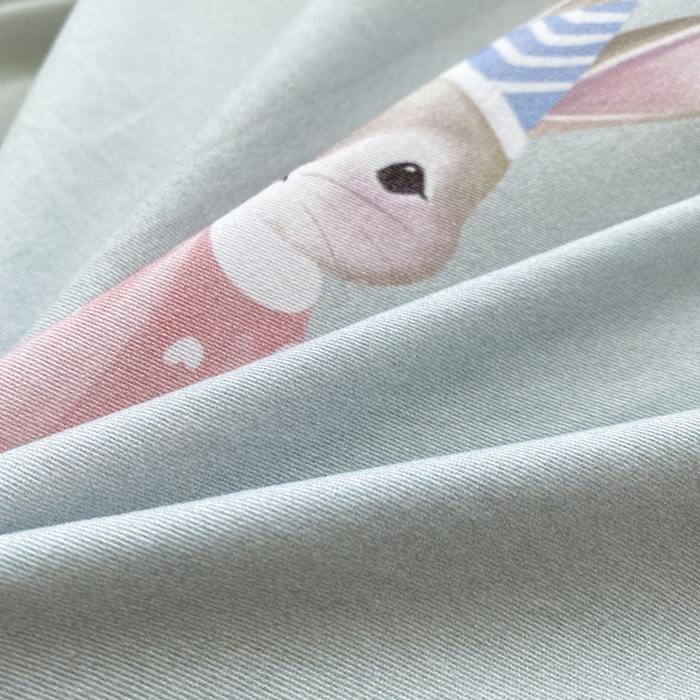 91家纺网 家纺一手货源 找家纺 眷恋家纺 2025新款秋冬超柔全棉精梳棉磨毛三件套四件套 小萌兔-绿（有小号）