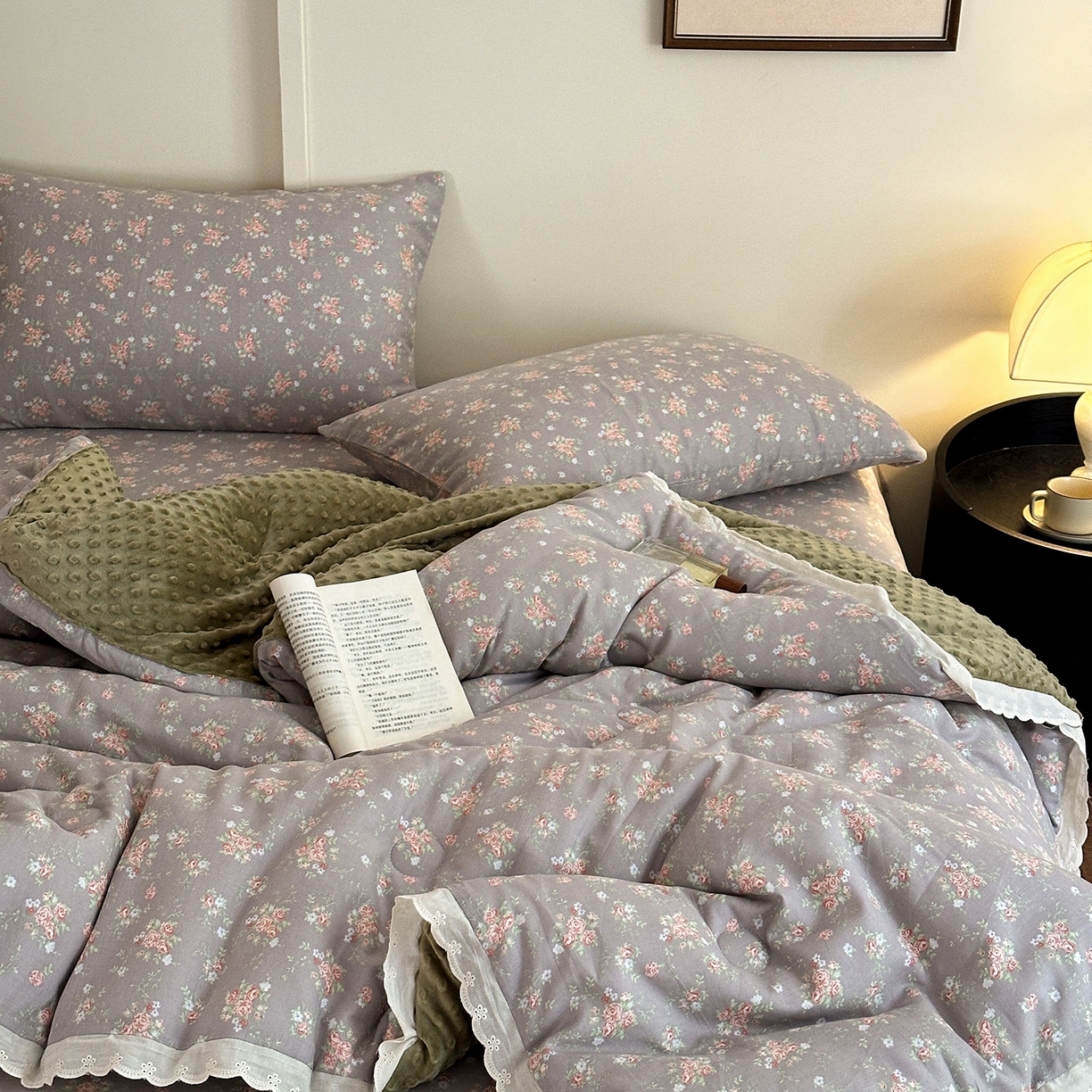 星期八 2025新款全棉双层纱花边豆豆被四件套 风铃