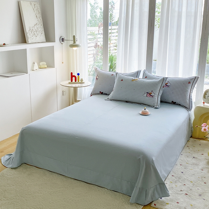 91家纺网 家纺一手货源 找家纺 眷恋家纺 2025新款秋冬超柔全棉精梳棉磨毛三件套四件套 超快乐-绿