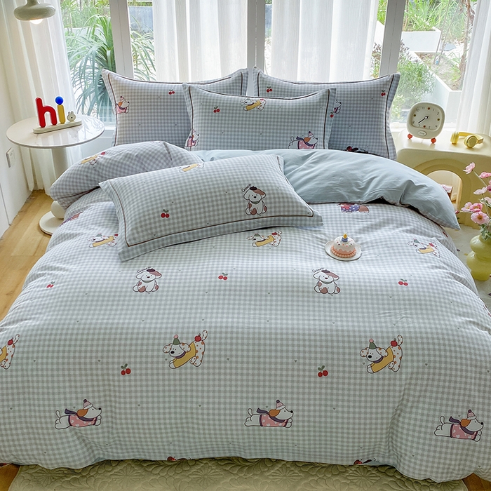 91家纺网 家纺一手货源 找家纺 眷恋家纺 2025新款秋冬超柔全棉精梳棉磨毛三件套四件套 超快乐-绿