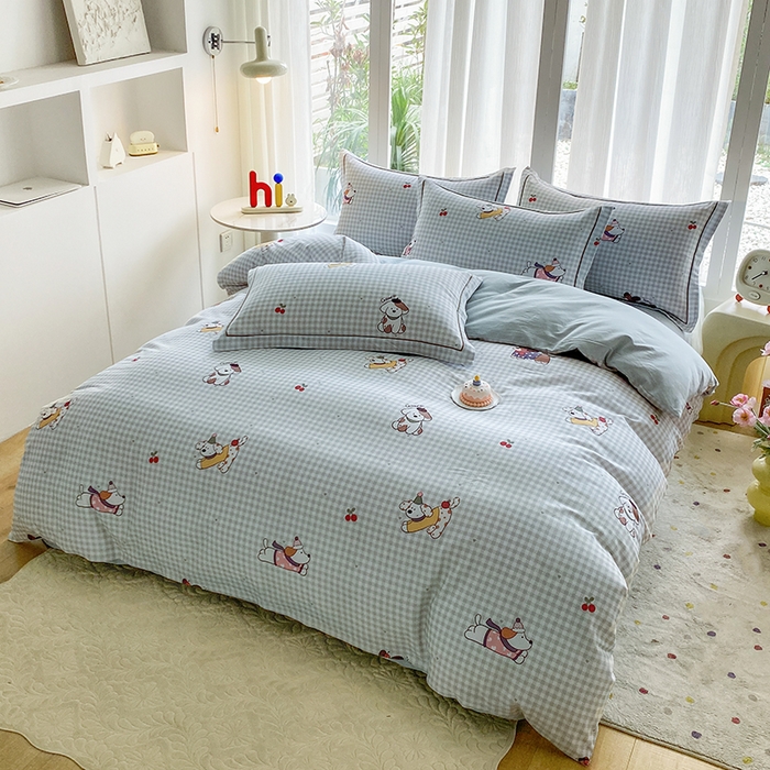 91家纺网 家纺一手货源 找家纺 眷恋家纺 2025新款秋冬超柔全棉精梳棉磨毛三件套四件套 超快乐-绿