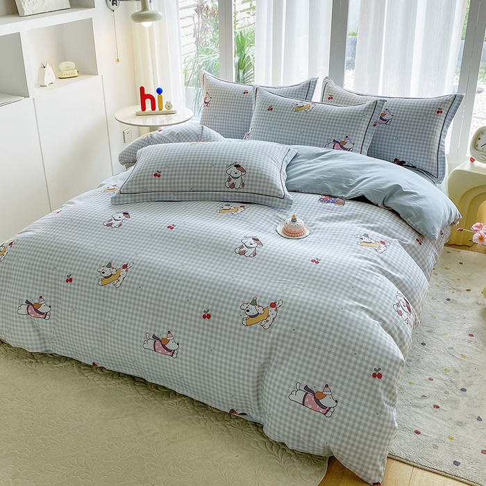 91家纺网 家纺一手货源 找家纺 眷恋家纺 2025新款秋冬超柔全棉精梳棉磨毛三件套四件套 超快乐-绿