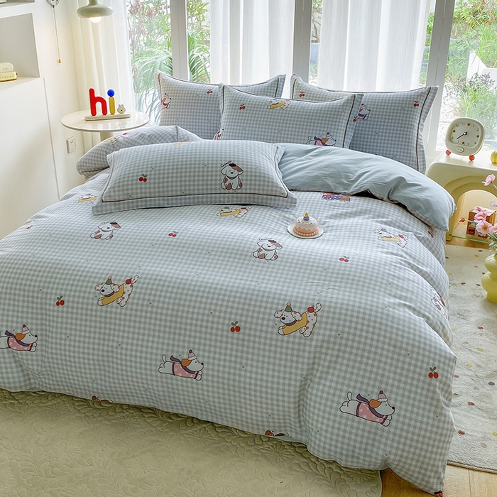 91家纺网 家纺一手货源 找家纺 眷恋家纺 2025新款秋冬超柔全棉精梳棉磨毛三件套四件套 超快乐-绿