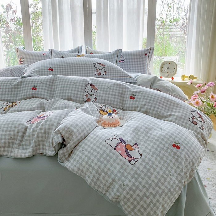 91家纺网 家纺一手货源 找家纺 眷恋家纺 2025新款秋冬超柔全棉精梳棉磨毛三件套四件套 超快乐-绿