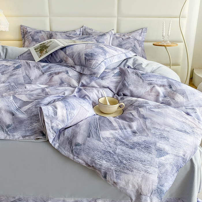 91家纺网 家纺一手货源 找家纺 眷恋家纺 2025新款秋冬超柔全棉精梳棉磨毛三件套四件套 穿越时光-灰