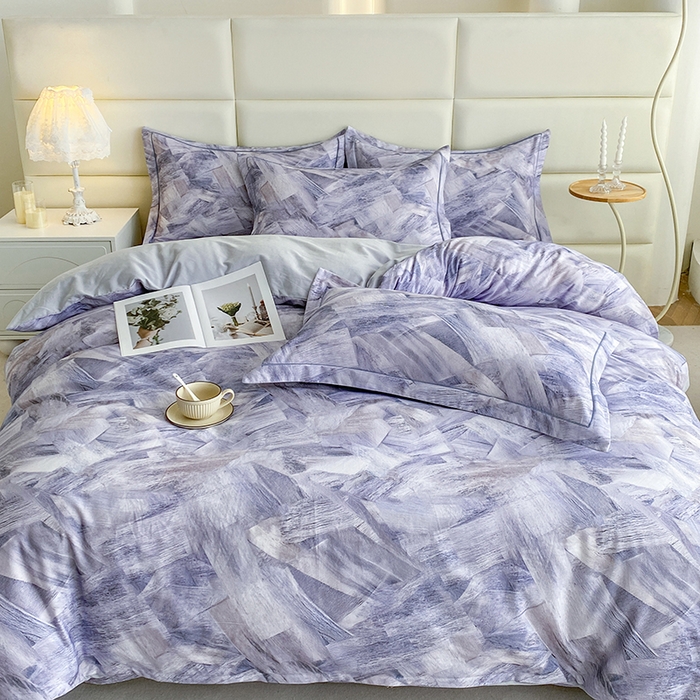 91家纺网 家纺一手货源 找家纺 眷恋家纺 2025新款秋冬超柔全棉精梳棉磨毛三件套四件套 穿越时光-灰