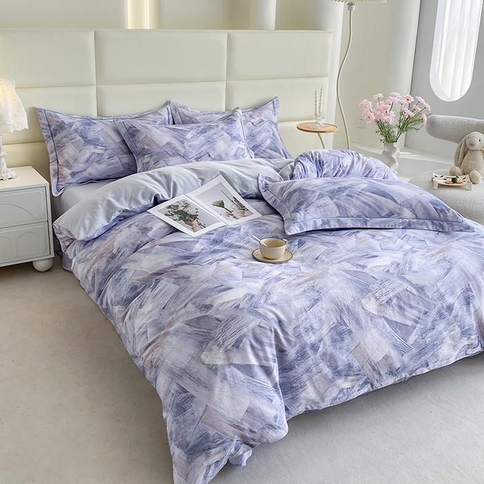 91家纺网 家纺一手货源 找家纺 眷恋家纺 2025新款秋冬超柔全棉精梳棉磨毛三件套四件套 穿越时光-灰