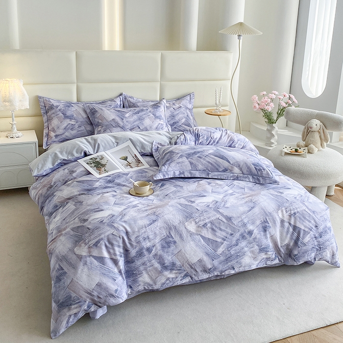 91家纺网 家纺一手货源 找家纺 眷恋家纺 2025新款秋冬超柔全棉精梳棉磨毛三件套四件套 穿越时光-灰