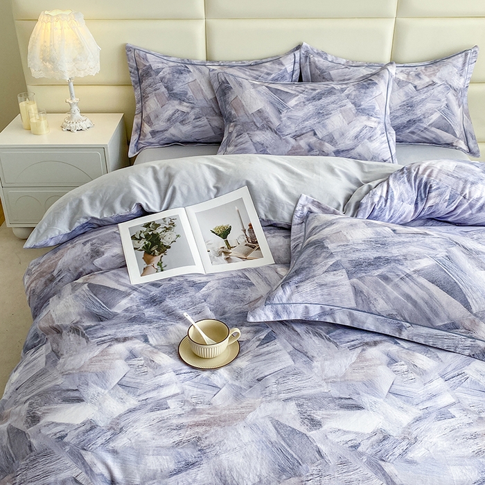 91家纺网 家纺一手货源 找家纺 眷恋家纺 2025新款秋冬超柔全棉精梳棉磨毛三件套四件套 穿越时光-灰