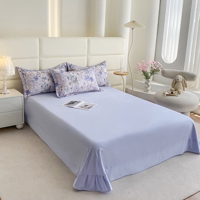 91家纺网 家纺一手货源 找家纺 眷恋家纺 2025新款秋冬超柔全棉精梳棉磨毛三件套四件套 风之回雪-兰