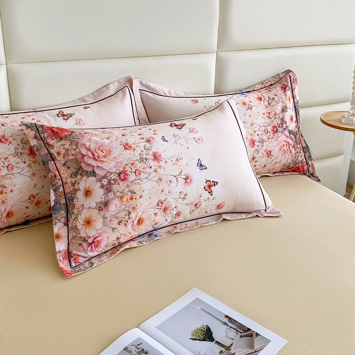 91家纺网 家纺一手货源 找家纺 眷恋家纺 2025新款秋冬超柔全棉精梳棉磨毛三件套四件套 江风梦畔-桔