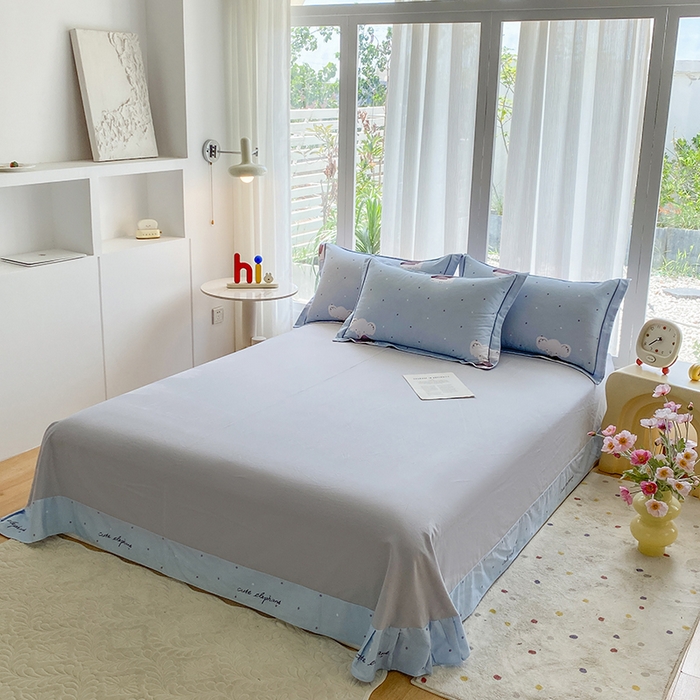 91家纺网 家纺一手货源 找家纺 眷恋家纺 2025新款秋冬超柔全棉精梳棉磨毛三件套四件套 软萌奶象-兰