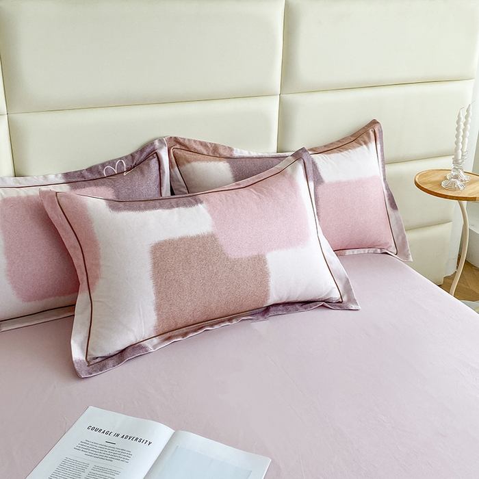 91家纺网 家纺一手货源 找家纺 眷恋家纺 2025新款秋冬超柔全棉精梳棉磨毛三件套四件套 星黛露-粉