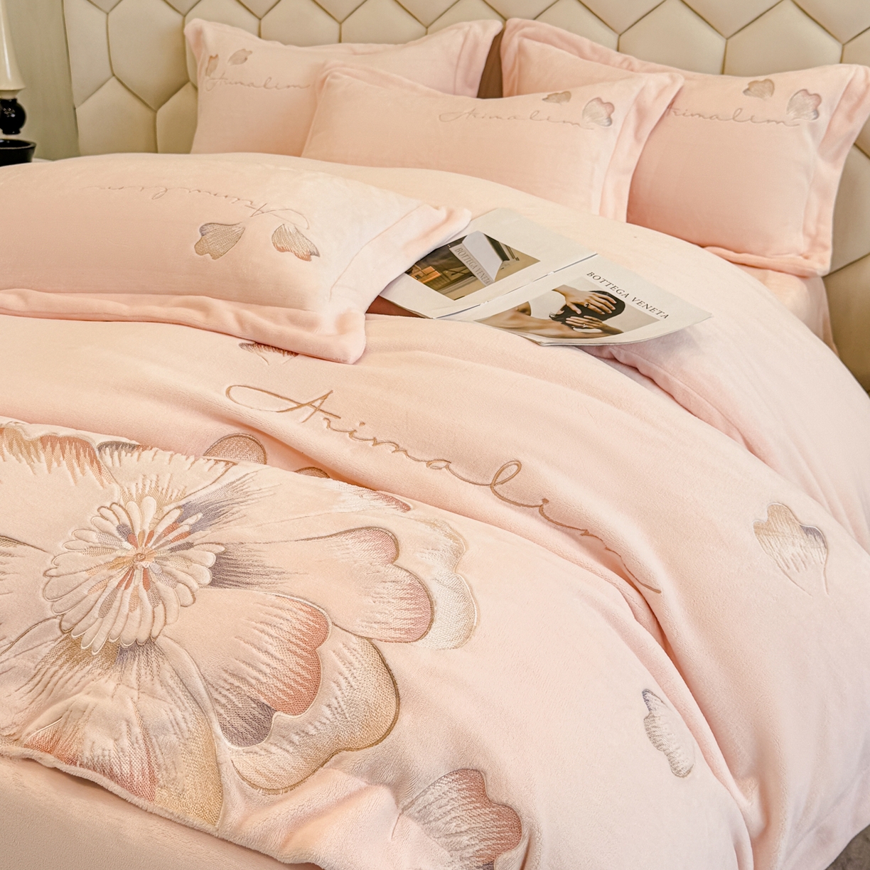 91家纺网 家纺一手货源 找家纺 （总）狂想家 2025新款刺绣牛奶绒四件套向阳花系列